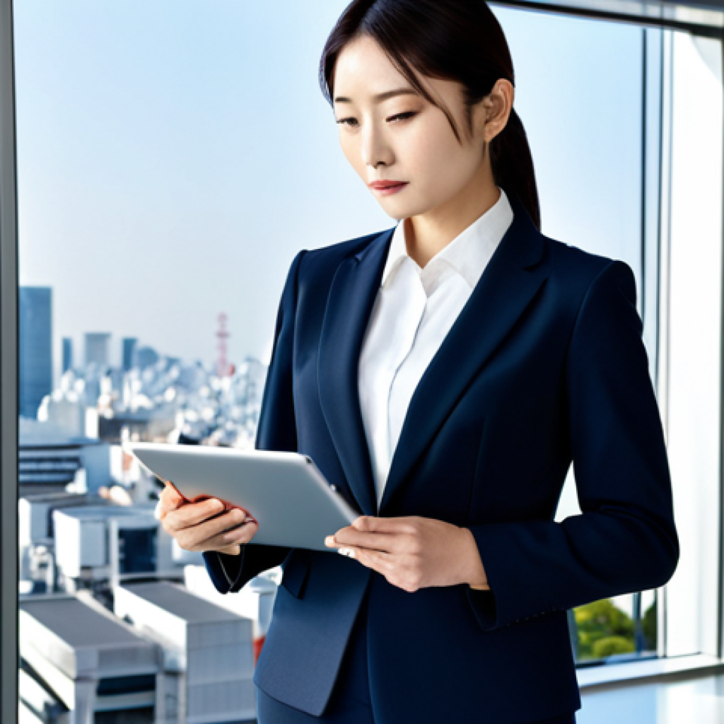 기술 발전과 용어집 - Tech-Savvy Businesswoman**
"A confident businesswoman in a stylish, modern business suit, holding a...