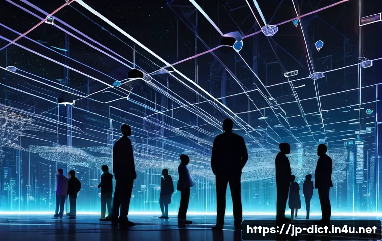 웹 3 0 용어집 - **Prompt 1: The Dawn of Decentralization**
    A visually stunning, futuristic digital artwork depic...