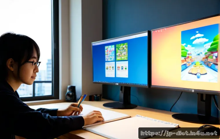 게임 개발 용어집 - Photorealistic game development workspace, Japanese game designer and programmer collaborating at a ...